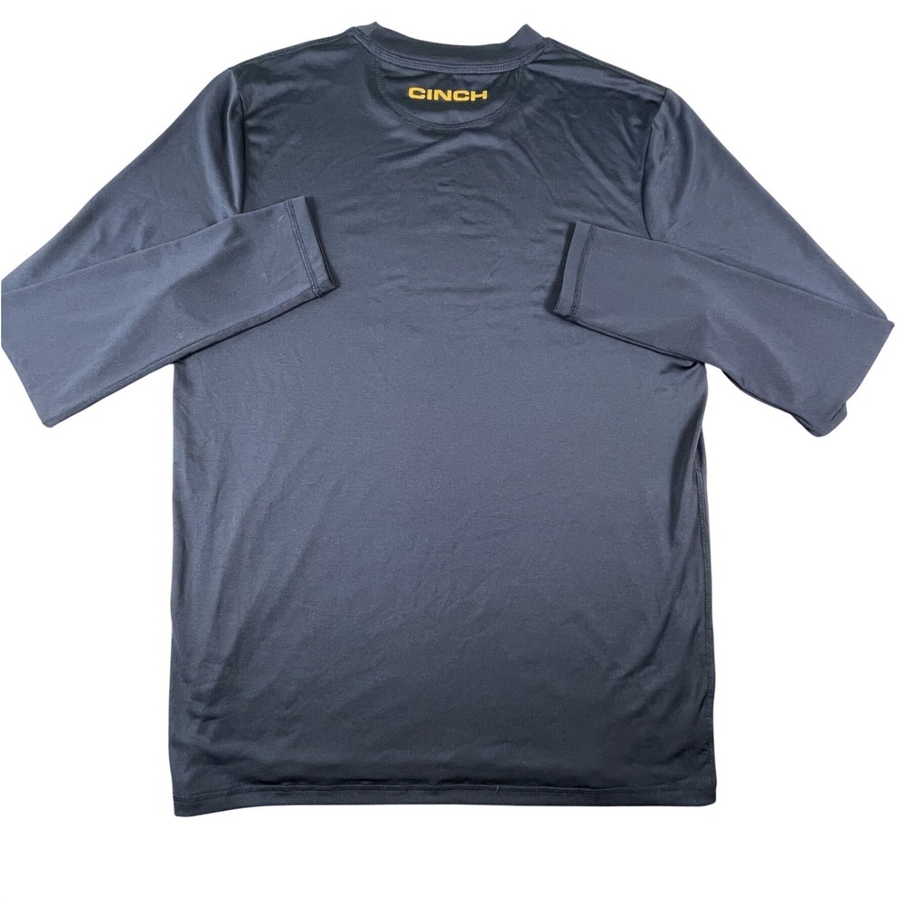 Cinch Shirt Mens L Navy Blue Long Sleeve Graphic Performance Tee Stretch Active - Picture 11 of 11